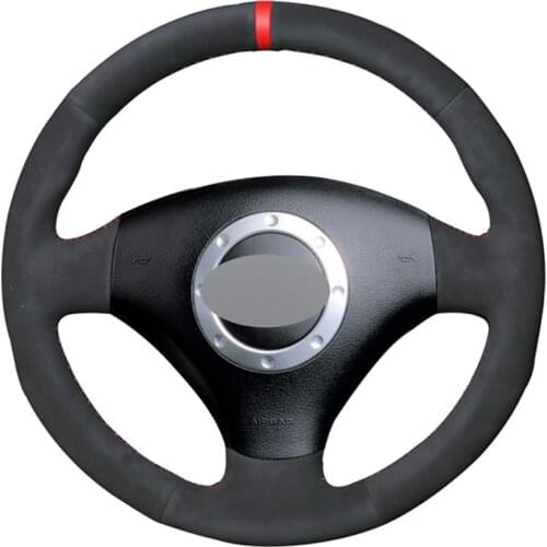 Black Suede No-slip DIY Car Steering Wheel Cover for Audi A2 8Z A3 8L Sportback A4 B6 Avant A6 C5 A8 D2 TT 8N S3 S4 RS 4 RS 6
