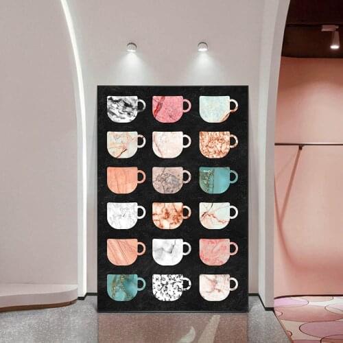 Coloreful Abstract Coffee Cup Canvas Painting Posters and Prints Wall Art for Living Room Home Decoration Painting