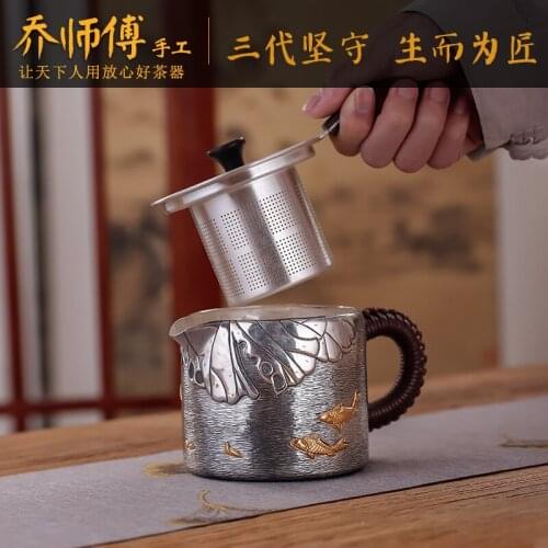 Joe teacher manual pure silver 999 silver pot kettle cooked large teapot tea fair silver cup with a filter