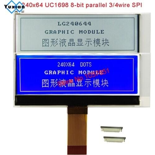 Small mini 240x64 24064 COG LCD display graphic module FSTN blue 3.3v UC1698u SPI serial 1u case LG240644 high quality
