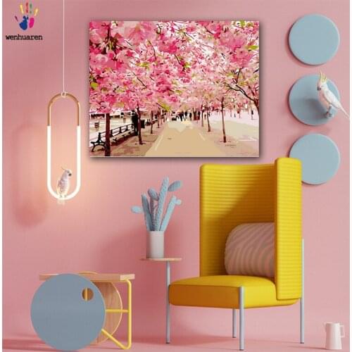 DIY colorings pictures by numbers with colors The cherry blossom flowers painting drawing painting by numbers framed Home