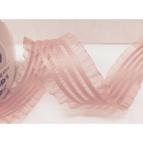 100Yards 25mm Pink Ruffled Organza Ribbons Headwear Hair Bow Materials DIY Sewing Accessories Gift Wrapping Decoration Ribbons