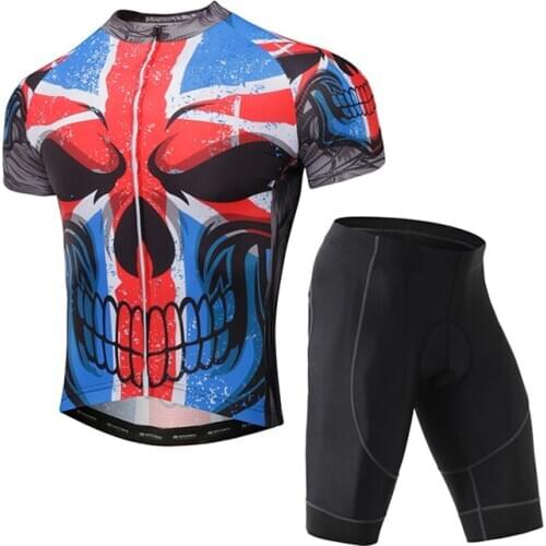 Summer compression bike jersey reflective strip bicycle wear men shorts suit for cycling