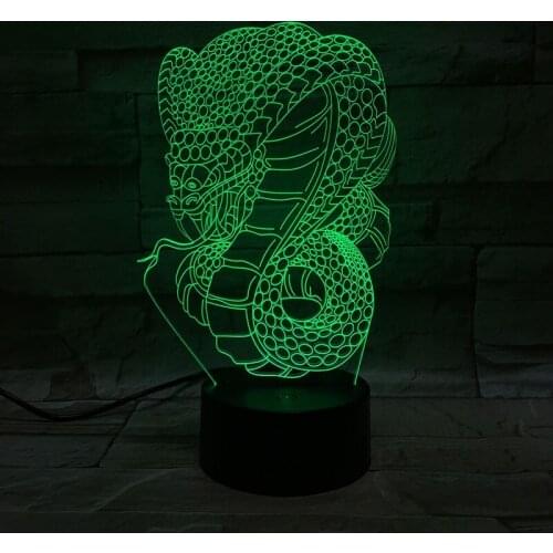 USB 3D Table Lamp LED Night Light Touch Switch Snake Nightlight Color Changing Atmosphere Decoration Gift Bluetooth Base