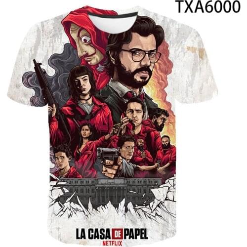 2020 New 3D T shirt La Casa De Papel Men Women Children Casual Fashion Streetwear Boy Girl Kids Printed T-shirts Cool Tops Tee
