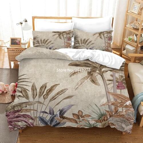 Bedding Full-size Minimalistic Leaf Pattern Duvet Cover Pillowcase Linen Coloured Print Bedroom Decor Suitable for Adults