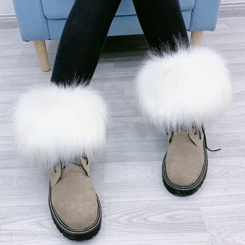 Faux Fur Knee Ankle Protector Support Warmer Decor Knee Cute Boots Decor Winter Keep Warm Sleeve Fashion Faux Fur Knee Xmas