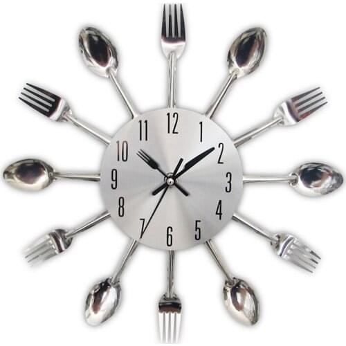 Detachable Stainless Steel Fork and Spoon Cutlery Modern Decor Clock for Kitchen