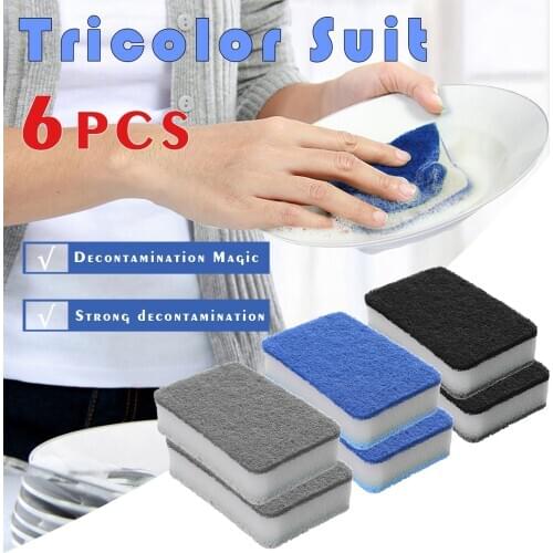 Tricolor Suit Sponge Cleaning Wipe Cleaning Cloth Decontamination Magic Wipe 2pc Household Convenience Cleaning Tool