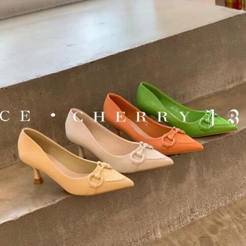 Women Fashion High Heel Shoes Female Chain Pointed Toe Luxury Design Sexy Shoes Elegant Slip On Office Outdoor Dress Shoes 2021