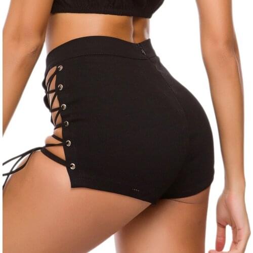 Womens jeans denim shorts Summer denim cotton Bandage Splicing Black Ladies Skinny Sexy super short jeans