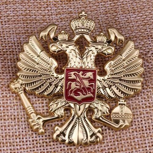 Russian national emblem Badge two-headed double eagle gold