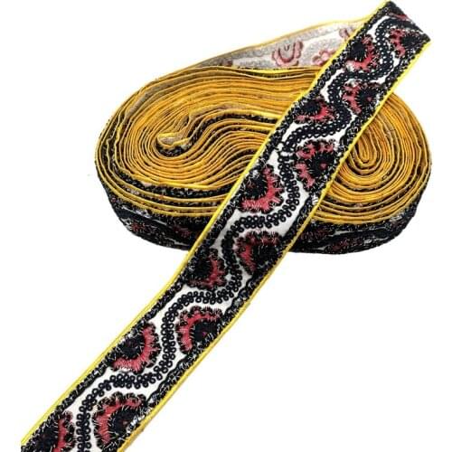 1 Yards Embroidered Lace Trims Webbing Ribbons Tape Ethnic Thread Cuffs Collar Lace Applique DIY Sewing Accessories