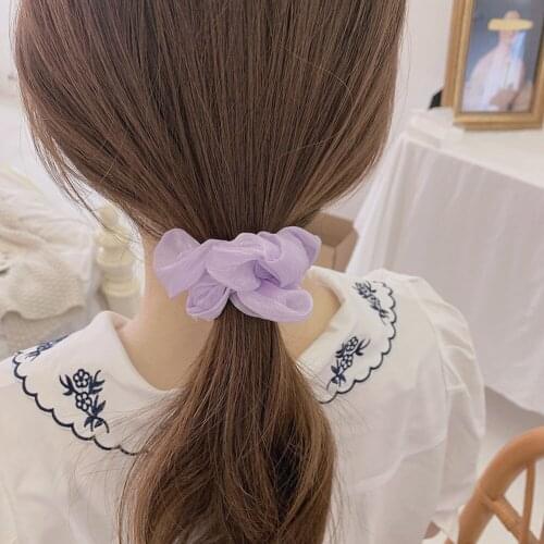 2021 New Womens Hair Band Fashion Hair Accessories Rubber Band Elastic Hair Bands Hair Ties Purple Solid Color Daisy Flower
