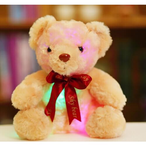 25cm Creative Light Up LED Teddy Bear Stuffed Animals Plush Toy Colorful Glowing Christmas Gift for Kids YYT222