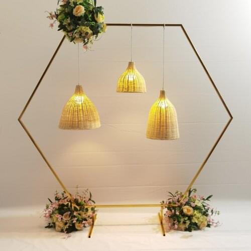 4pcs Wedding Glossy Arch Rack with Plinths Archway Metal Hexagonal Backdrop Flower Stand Geometric Pergola For Birthday Party
