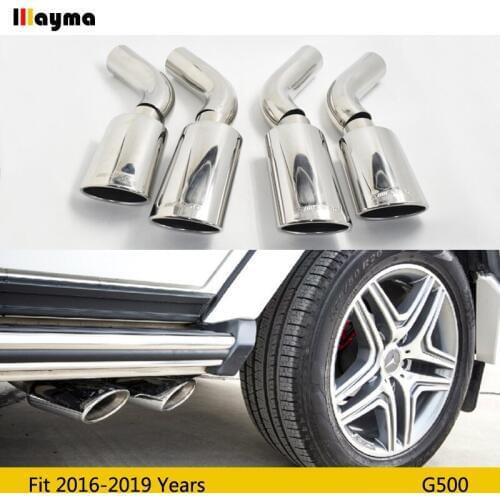 For AMG style gloss stainless steel car tail pipes For benz G500 2016 - 2019 G 500 plating side muffuser welding not fit G63 8ps