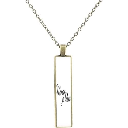 JOINBEAUTY I Love Mom and Dad Text Copper Chain Mens Jewelry Classic Art Picture Glass Pendant Necklace For Friends