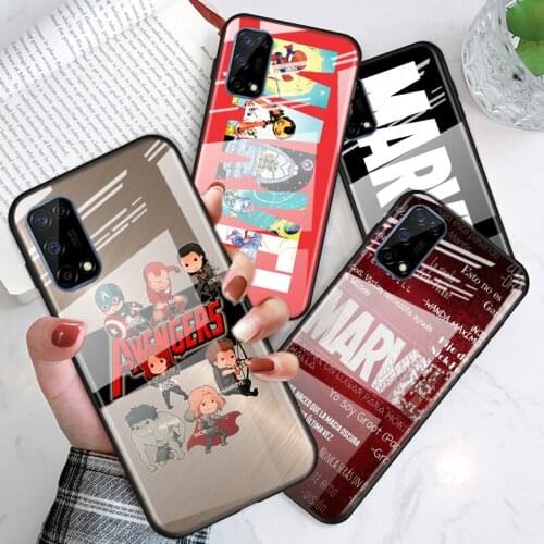 Tempered Glass Cover Marvel Avengers Logo Superhero For OPPO A9 2020 A52 Find X2 Lite Realme 7 7i 6 5 Pro C3 XT Phone Case