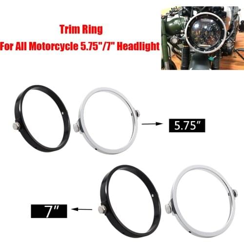 Black Chrome 5.75 In 7 In Aluminum Round Headlight Housing Headlamp Trim Ring Mount Bracket For Harley Honda Yamaha Motorcycles