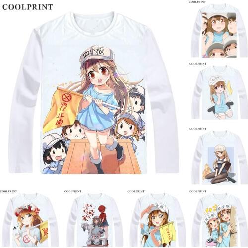 COOLPRINT Cells at Work! Hataraku Saibo T-Shirt Long Sleeve Shirts Anime Manga Lolita THE PLATELETS CUTE Kesshoban Cosplay Shirt