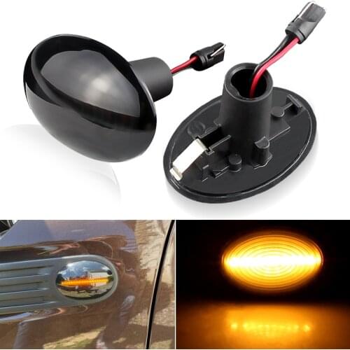 For BMW MINI Cooper R55 R56 R57 R58 R59 CL-R56-LSM-SM Smoked LED Turn Signal Light Indicator 2Pcs Side Maker Repeater Car Lights