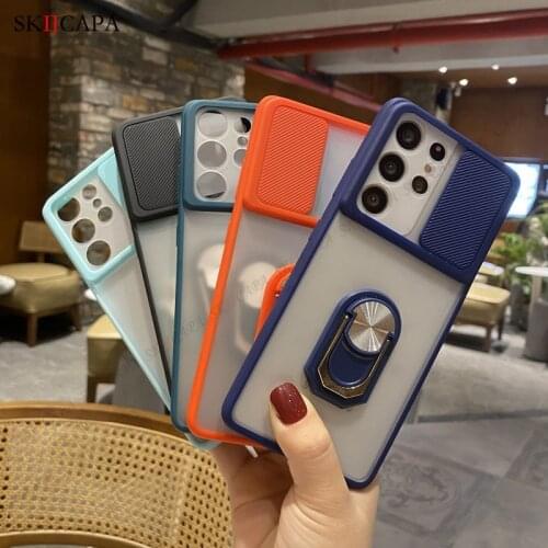 For Samsung S21 Ultra Case Slide Camera Lens Protection Shockproof Phone Case For Samsung S21 Magnetic Ring Stand Holder Cover