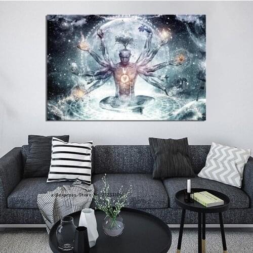 Meditation Spiritual Fantasy Poster Hd Print Canvas Painting Buddha Zen Wall Art Decoration Picture for Living Room Decor