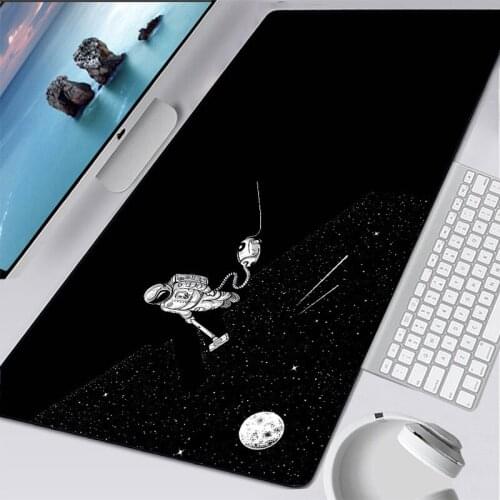 Smooth PU Leather Computer Mouse-pad Desk mat Game Laptop Mouse Pad Astronaut Printing Black Pattern Gaming Mouse Keyboard Mat