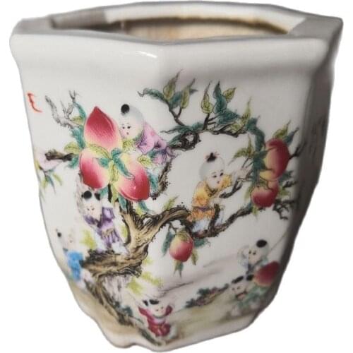 Chinese old porcelain Flowerpot Porcelain painting