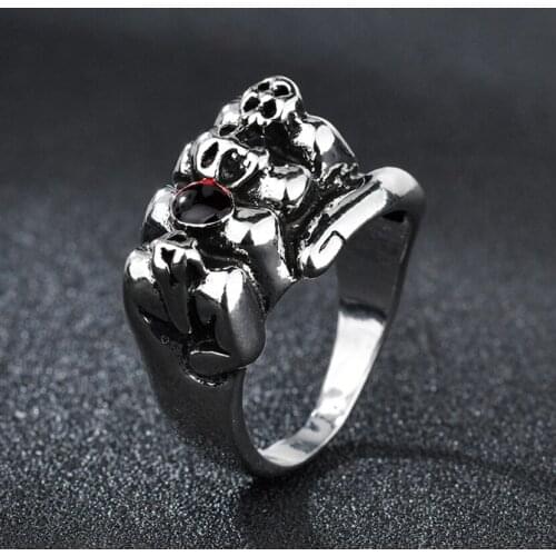 Gothic Punk Skeleton Skulls Ring For Women Men Female Cool Vintage Fashion Biker Rings Boho Chic Jewelry Rock Party Halloween