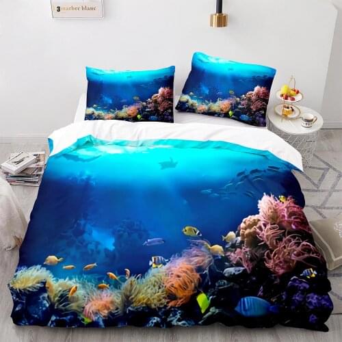 Seabed Scenery Duvet Cover Sets Coral Reef Quilt Cover Pillowcases Creative 3D Bedding Set Queen King Full Size Comforter Cover