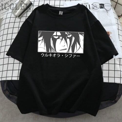 Anime Bleach Ulquiorra Cifer T Shirt Women Men Short Sleeves Summer Cotton T Shirt Manga Graphic T-shirt Streetswear tops