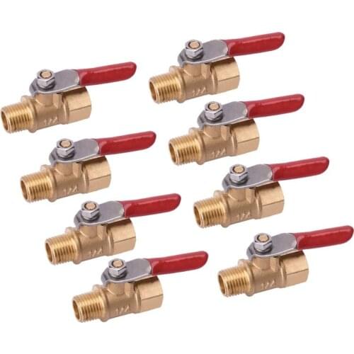Hot 8PCS 1/4 Inch Heavy Duty Brass Ball Valve Shut Off Switch Male and Female NPT Thread Pipe Fitting