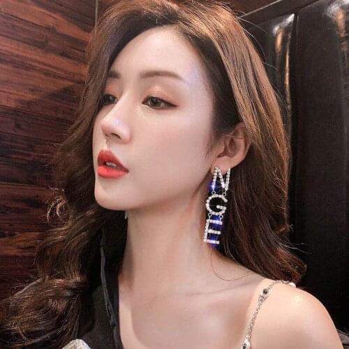 Fashionable and exquisite Rhinestone womens letter combination Earrings luxury shiny crystal girl party Earrings Jewelry Gifts
