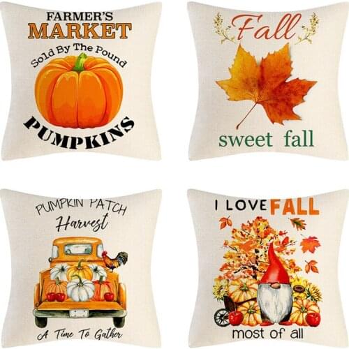 Thanksgiving Day Cushion Cover Pillow Case Halloween Decoration for Home Chair Sofa Decorative Throw Pillowcase