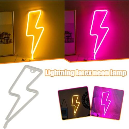 Flash Shaped Neon Signs Decorative Atmosphere LED Night Lights USB/Battery Powered Acrylic Wall Decor for Room TS1