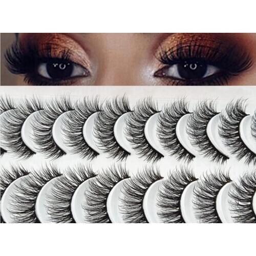 2020 NEW 10 pairs 100% Real Mink Eyelashes 3D Natural False Eyelashes 3d Mink Lashes Soft Eyelash Extension Makeup Kit Cilios