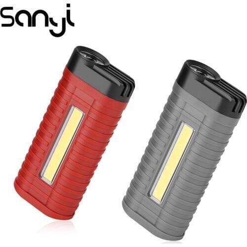 SANYI 2 Modes Mini Portable Light by 3*AAA Battery COB LED Flashlight Torch for Camping Hunting Outdoor