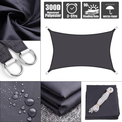 300D 160GSM Rectangular Sunshade Rectangular Awning Sunshade Canvas Garden Waterproof Polyester Canopy Sunscreen UV Outdoor