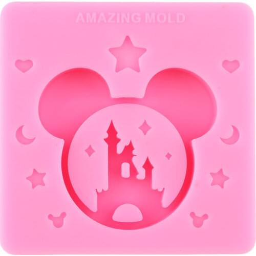 Disney Mickey Castle Quicksand Bottle Silicone Molds Epoxy Resin Casting Keychain Phone Grip Mold Chocolate Candy Fondant Moud