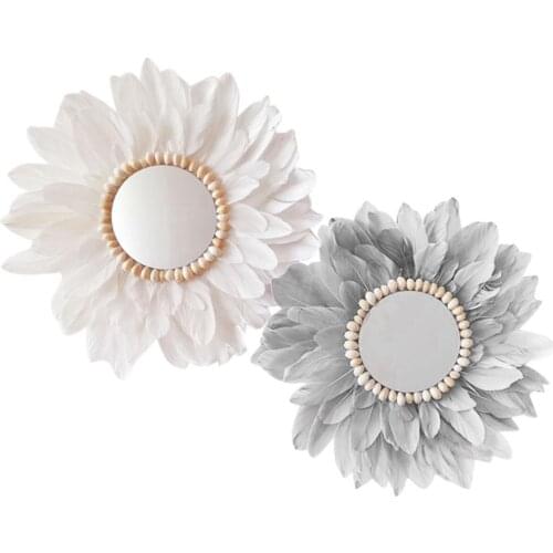 Nordic Ins Wind Acrylic Anti-Fall Mirror Feather Wall Decoration Flower Plate Conch Hanging Decora Handmade Creative Wall Deco