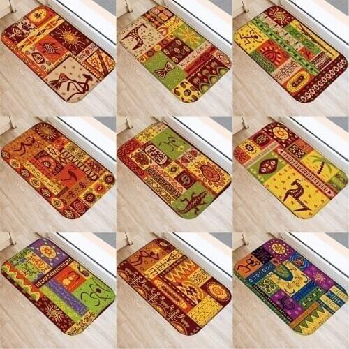 Vintage Mural Printed Flannel Floor Mat Anti-Slip Tapete Floor Mats Kitchen Doormat Welcome Mats for Front Door
