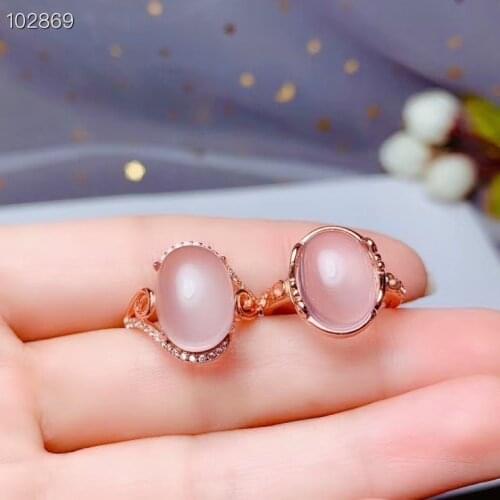 Exquisite pink rose quartz ring for women silver jewelry natural gem soft color birthday gift lucky birthstone