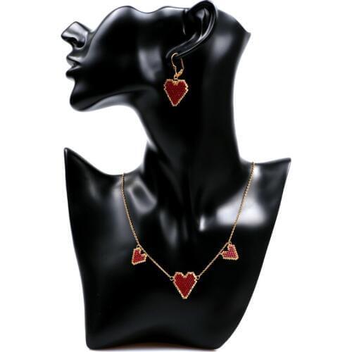 FAIRYWOO Mexico Delica Woman Heart Necklace Miyuki Luxury Jewelry Boho Sweet Pendant Wholesale Gold Stainless Steel Chain Choker