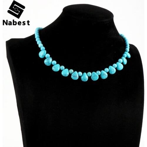 Women Natural Stone India Onyx Turquoises Necklace Tiger Eye Water Drop Beads Sector Statement Neck Chain Female Party Jewelry
