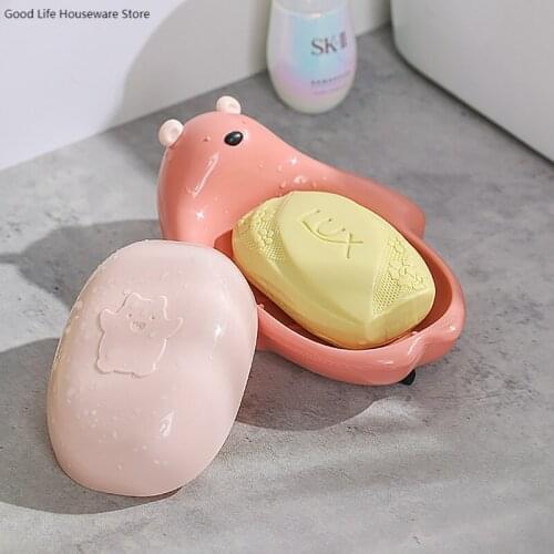 1PC Cartoon Bear Soap Holder Bathroom Accessory For Travel PP Plastic With Cover Portable Soap Storage Box