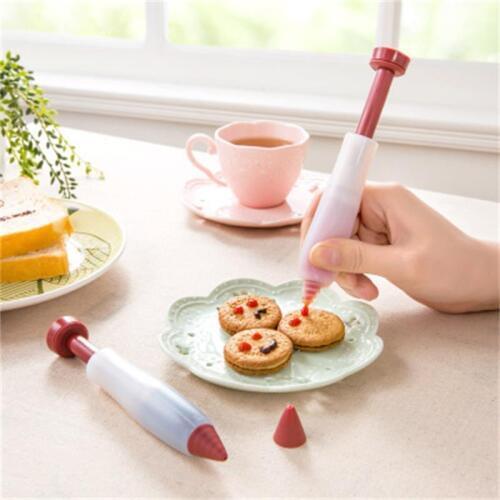 1Pc Pastry Cream Chocolate Decorating Syringe Silicone Plate Paint Pen Cake Cookie Ice Cream Decorating Pens Kitchen Baking Tool