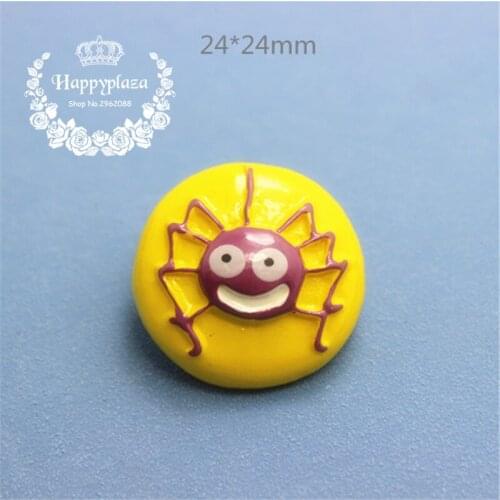 10pcs Resin Halloween Purple Spider Flatback Round Cabochon Miniature Art Supply Decoration Charm Craft DIY,24mm