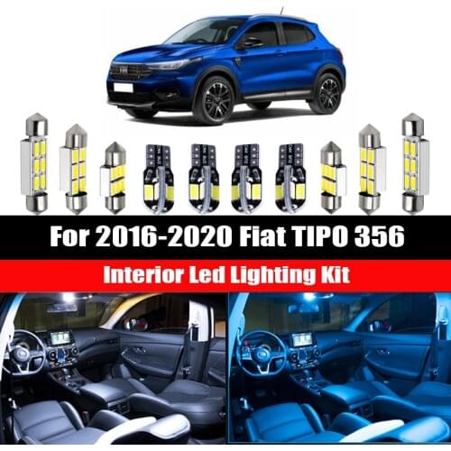 12pcs For Fiat TIPO 356 Hatchback Saloon Estate SW 2016-2020 White Canbus Car LED interior Dome Map Light Kit License Plate Lamp
